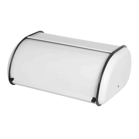 HDS TRADING RollTop Lid Steel Bread Box, White ZOR96016